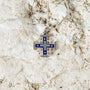Jerusalem Cross Pendant Necklace in 925 Sterling Silver, Beaded Border – flat lay