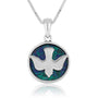 Round dove pendant with Eilat stone in 925 sterling silver by Marina Jewelry