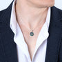 Dove Pendant Necklace in 925 Sterling Silver with Eilat Stone – shown worn, close-up