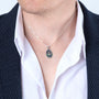Ornate Dove Pendant Necklace in 925 Sterling Silver with Eilat Stone – shown worn, close-up