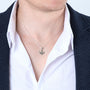 Hammered Dove Pendant Necklace in 925 Sterling Silver – shown worn, close-up