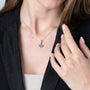 Pave Dove Pendant Necklace in 925 Sterling Silver – shown worn, close-up