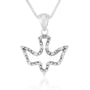 Open silhouette dove pendant outlined in cubic zirconia in 925 sterling silver by Marina Jewelry