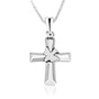 Plain smooth cross pendant with a dove overlay in 925 sterling silver by Marina Jewelry