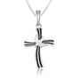 Wavy cross pendant with a dove overlay in 925 sterling silver by Marina Jewelry