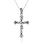 Budded crucifix pendant with engraved INRI banner in 925 sterling silver by Marina Jewelry