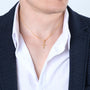 Marquise Cross Pendant Necklace in 925 Sterling Silver, Gold Plated – shown worn, close-up