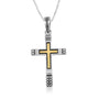 Gold-plated center cross pendant with beaded dot clusters in 925 sterling silver by Marina Jewelry