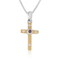 Gold-plated cross pendant with garnet-red and clear cubic zirconia stones in 925 sterling silver by Marina Jewelry