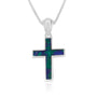 Eilat Stone Latin Cross Pendant Necklace, Slim Inlay, 925 Sterling Silver