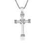 Rounded cross pendant with wrapped rope binding and beaded end caps in 925 sterling silver by Marina Jewelry