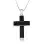 Black onyx cross pendant necklace, segmented, 925 sterling silver, by Marina Jewelry