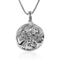 Holy Family round medal necklace in oxidized sterling silver by Marina Jewelry