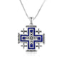 Large beaded Jerusalem Cross pendant necklace in 925 sterling silver by Marina Jewelry