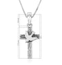 Cross with Dove Pendant Necklace in 925 Sterling Silver – size reference