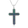 Eilat stone cross pendant necklace, stepped profile, 925 sterling silver, by Marina Jewelry