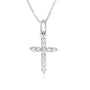 Cross pendant necklace, full CZ pave, slim profile, 925 sterling silver, by Marina Jewelry