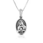 Virgin Mary oval medallion pendant necklace in oxidized 925 sterling silver by Marina Jewelry