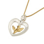 Heart and dove pendant necklace, silver heart and gold dove, by Marina Jewelry