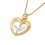 Heart and dove pendant necklace, gold heart and gold dove, by Marina Jewelry