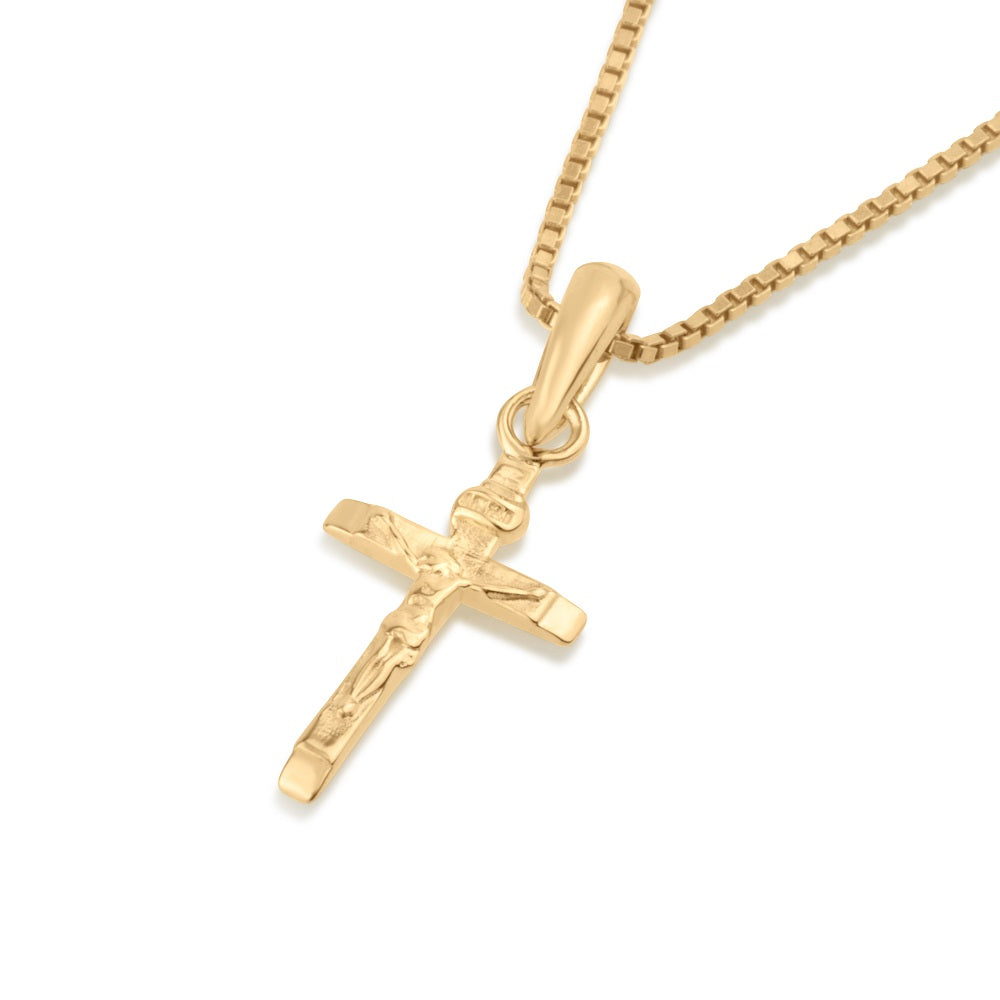 Tiny crucifix pendant necklace in gold-plated 925 sterling silver by Marina Jewelry