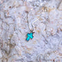 Blue Opal Cross Pendant Necklace, Silver Bezel Frame, 925 Sterling Silver – flat lay