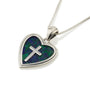 Eilat stone heart and cross pendant necklace in 925 sterling silver by Marina Jewelry