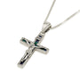 Eilat stone crucifix pendant necklace in 925 sterling silver with Jerusalem engraving by Marina Jewelry