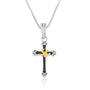 Eilat stone cross with gold dove pendant necklace in 925 sterling silver by Marina Jewelry