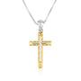 Large two-tone crucifix pendant necklace in gold-plated 925 sterling silver by Marina Jewelry