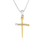 Tubular cross pendant necklace in gold-plated 925 sterling silver by Marina Jewelry