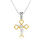 Two-tone crucifix pendant necklace, small, in gold-plated 925 sterling silver by Marina Jewelry
