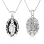 Miraculous Medal pendant necklace in 925 sterling silver with black enamel by Marina Jewelry