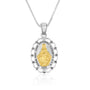 Two-Tone Miraculous Medal Pendant Necklace in 925 Sterling Silver, Rope Border