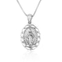 Miraculous Medal Pendant Necklace in 925 Sterling Silver, Rope Border