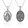 Miraculous Medal pendant necklace in oxidized 925 sterling silver by Marina Jewelry