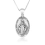 Miraculous Medal Pendant Necklace in Oxidized 925 Sterling Silver, Antique Finish