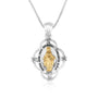 Miraculous Medal pendant necklace in gold-plated 925 sterling silver with floral frame by Marina Jewelry