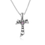 Tau cross pendant necklace with amethyst in 925 sterling silver by Marina Jewelry