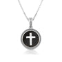 Onyx cross round pendant necklace in 925 sterling silver by Marina Jewelry