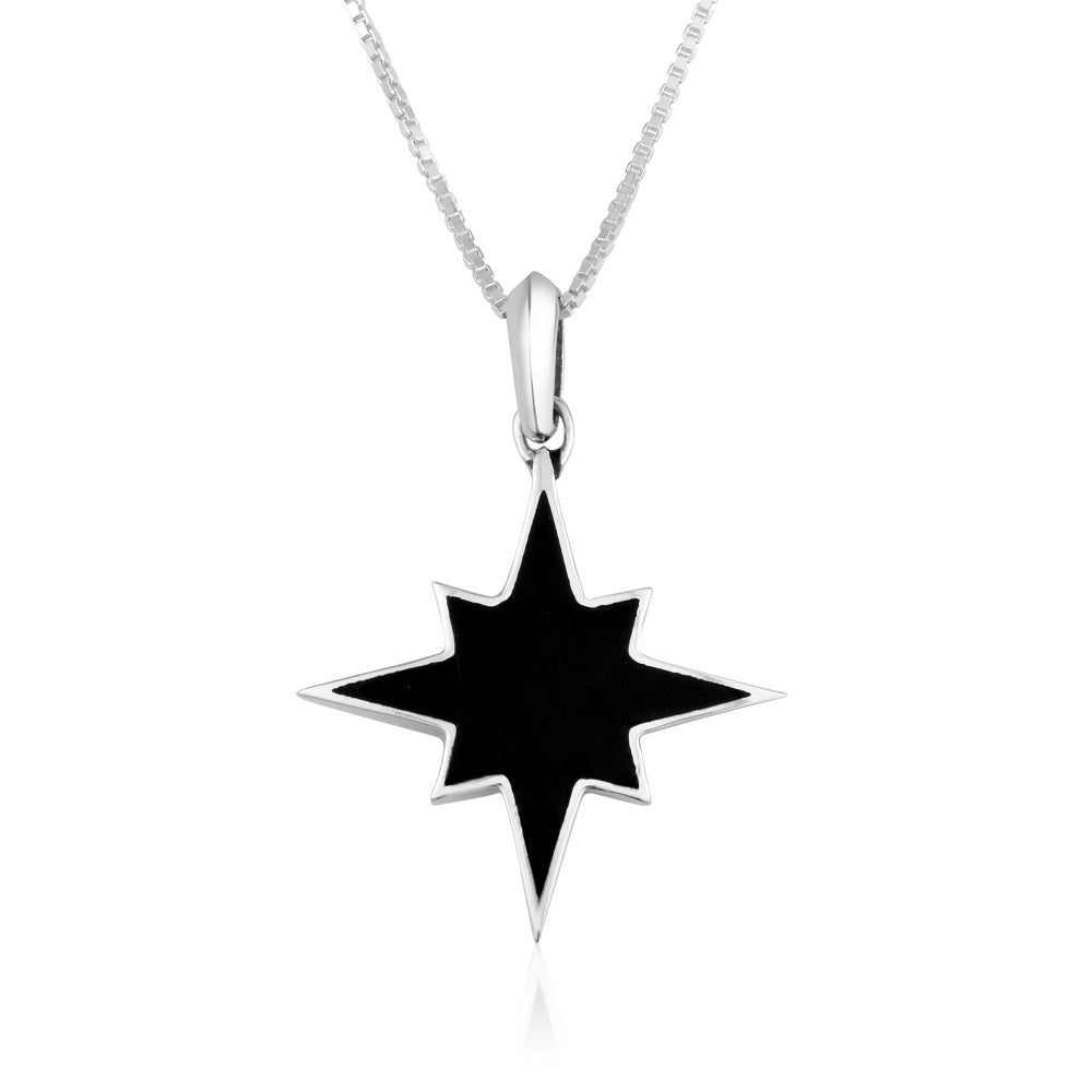 Star of Bethlehem onyx pendant necklace in 925 sterling silver by Marina Jewelry