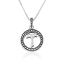 Tau cross CZ halo pendant necklace in 925 sterling silver by Marina Jewelry