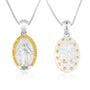 Miraculous Medal pendant necklace in 925 sterling silver with gold frame accents by Marina Jewelry