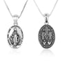 Miraculous Medal pendant necklace in oxidized 925 sterling silver by Marina Jewelry