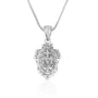 Miraculous Medal Pendant Necklace, Light Blue Stones, Oxidized 925 Sterling Silver – back view