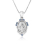 Miraculous Medal Pendant Necklace in Polished 925 Sterling Silver, Ornate Frame