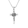 Saint Benedict Crucifix Pendant Necklace in Oxidized 925 Sterling Silver
