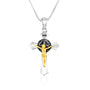 Two-Tone Saint Benedict Crucifix Pendant Necklace in Gold-Plated 925 Sterling Silver