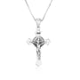 Saint Benedict Crucifix Pendant Necklace in 925 Sterling Silver, Ornate