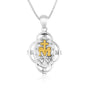 Two-Tone Miraculous Medal Pendant Necklace in 925 Sterling Silver, Ornate Frame – back view